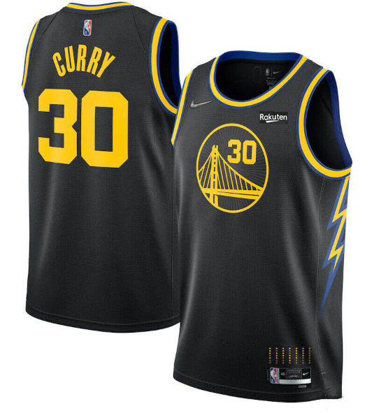 Men's Golden State Warriors #30 Stephen Curry 75th Anniversary Black Stitched Basketball Jersey